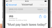 Voicemail from the IRS: "Must pay back taxes today!"